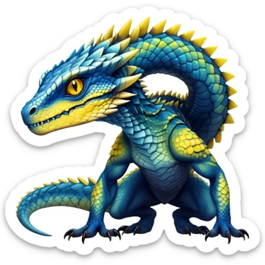  Cool Edgy blue-yellow-black-gradient ethereal badass Reptile-Vernid-Trico-animal-creature full body  sticker