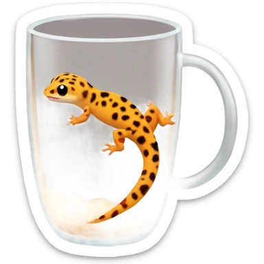 orange leopard gecko in a glass cup sticker