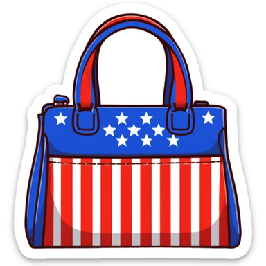 patriotic American handbag with stars and stripes sticker