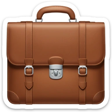  business briefcase slightly open with paper documents visible inside. sticker