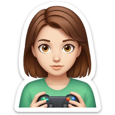 Gamer girl brown hair sticker