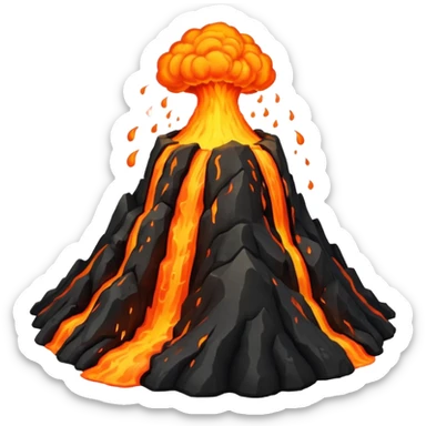 volcano with lava flow sticker