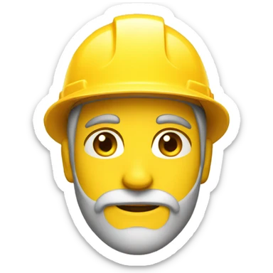 A braver man, with beard, white skin, with a construction hat yellow sticker