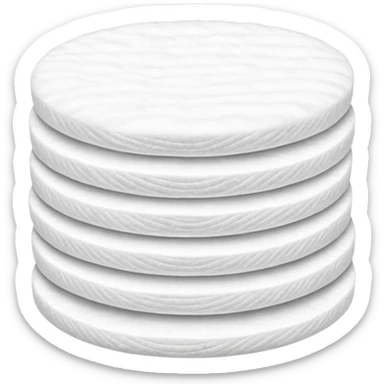 A long pile of 100 round flat thin cotton pads sticker