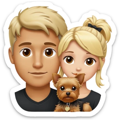 tan boy blonde girl with yorkie sticker