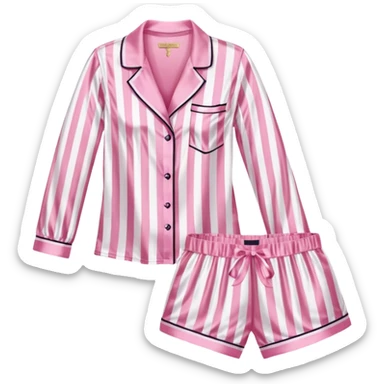 Striped pink and white silk Victoria’s Secret pajama set sticker