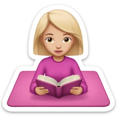 The girl is reading nomoz in the pink carpet of nomoz sticker