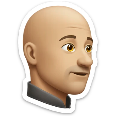 bald guy with a kiss on his head sticker