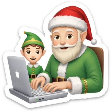 christmas chats - typing - online chats - with santa and a elf sticker