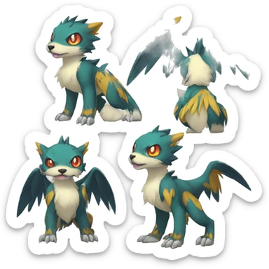 cute cool edgy Digimon-Fakemon-animal with colorful markings full body sticker