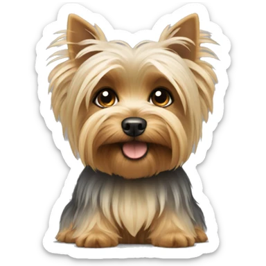 fluffy beige yorkshire terrier sticker