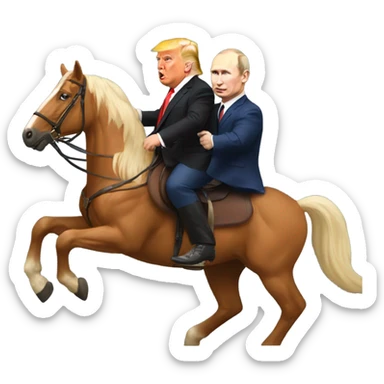 Trump and Putin riding a horse together  sticker