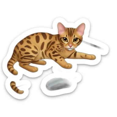 bengal cat playing with a computer mouse sticker