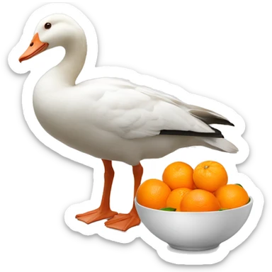 A white goose and  bowl of oranges 🍊  sticker