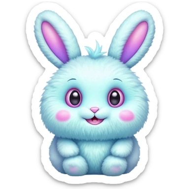 alien kawaii neon puffy  fluffy easter bunny  sticker