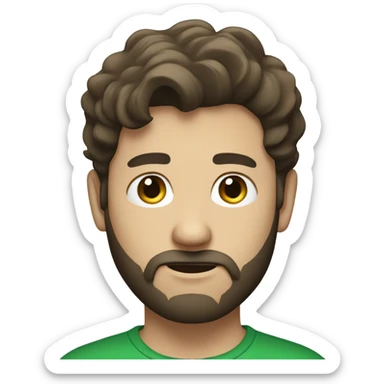 bearded dark brown hair white boy in green shirt sticker