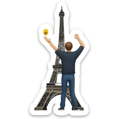 Man doing hanstandbon eifel tower sticker