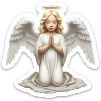Hyper Realistic pale praying angel full body with halo sticker