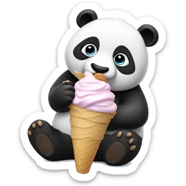 Panda eating ice cream sticker