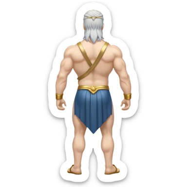 fullbody silverhair god ZEUS, standing still rearview sticker