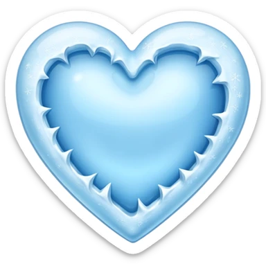 a solid ice blue heart covered in frost as though it was frozen. sticker