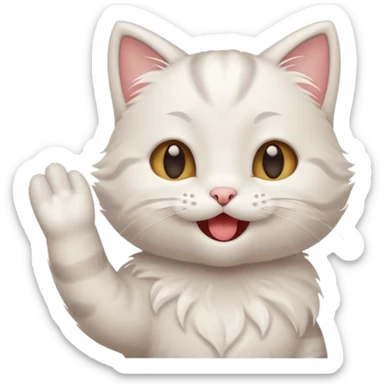 Cute kitty winking and waving and having a good time sticker