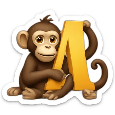M letter with monkey sticker