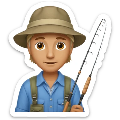 a man holding a fishing rod sticker