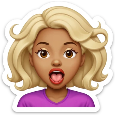 Black Girl with mouth open and tongue out shaking her head sticker
