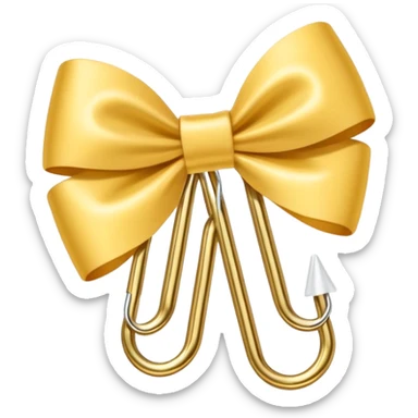 one gold paper clip with one small white bow in the middle sticker
