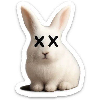 Overlay cartoon X's on the eyes in the exact same style and position as the deer image, referencing the deer for the X style. Keep everything else 100% identical—pose, style, lighting, and details. Make the background transparent. sticker