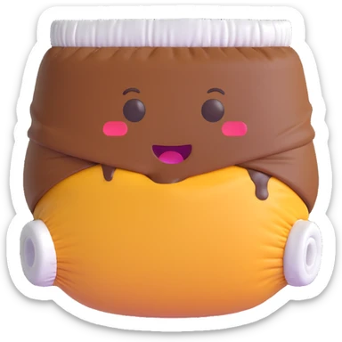diaper stained with brown smelly poop, emoji style sticker