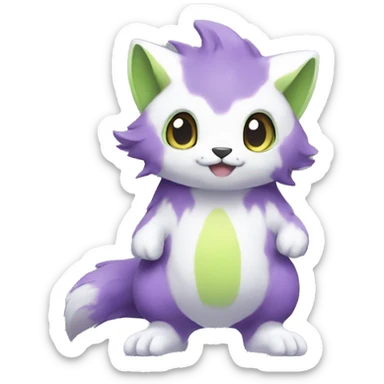 Cute cool purple white lime animal hybrid Fakemon full body sticker