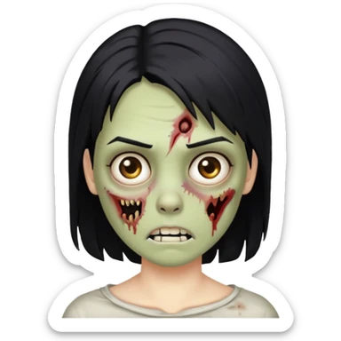 faca o icon de um zombie c cabelo preto e a parte lateral no degrade loiro sticker