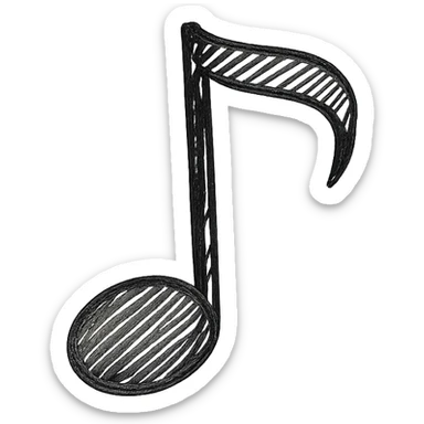 hand drawn outlined icon of a music note, no fill sticker