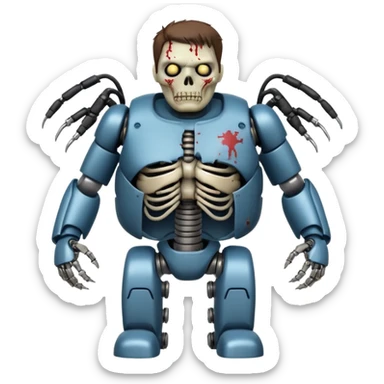 plump zombie terminator with robotic arms sticker