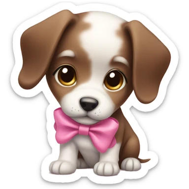Little puppy with pink bow sticker