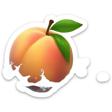 peach front dipping white water from lower side sticker