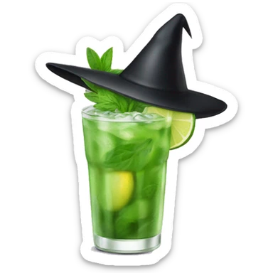 Mojito with witch hat sticker