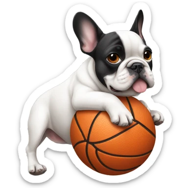 French bulldog holding on a ball sticker