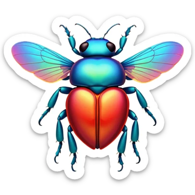 Scarab flying around heart sticker
