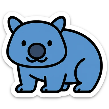 Change the wombat color to blue, keep the icon color outline style, and remove the background. sticker