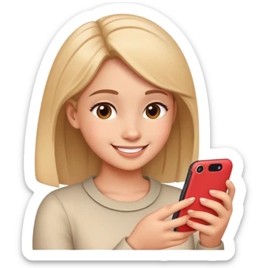 a girl texting someone but make her look in love sticker
