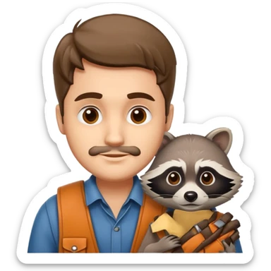 man with racoon sticker