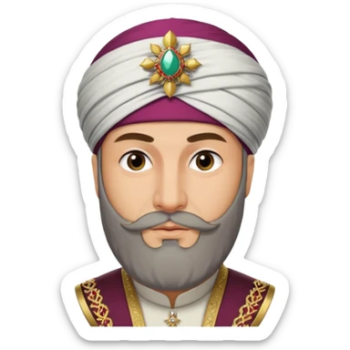 Fatih Sultan Mehmet, Ottoman sultan, with a trimmed beard and decorated turban sticker