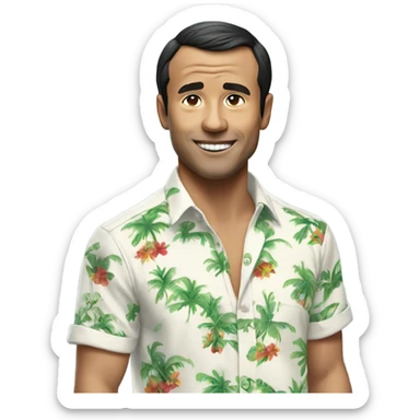 macron hawaian shirt, Asian man sticker