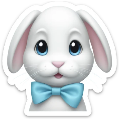 White bunny with pastel blue bow  sticker