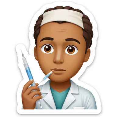 Charlie Parker with a syringe and a bandage sticker