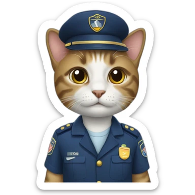 a cat in airport uniform sticker