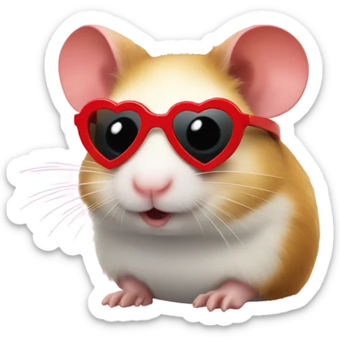ahamster with red heart sunglasses  sticker